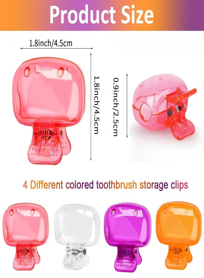 ZIBUYU® 4Pcs Toothbrush Cap Clip Travel Toothbrush Head Hygiene Protection Dustproof Cover Universal 1.8'' Toothbrush Head Protector Compatible with Kids and Adult Toothbrushes for Safe Storage - Image 2